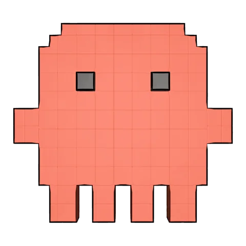 Claude Code's buddy in AgentRoom, a blocky orange character with square eyes
