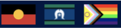 Aboriginal Flag, Torres Strait Islander Flag, and Progress Pride Flag